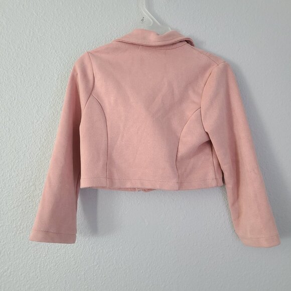 Love To Be Loved Girls Pink Faux Suede Moto Jacket Size 6 - Picture 3 of 8